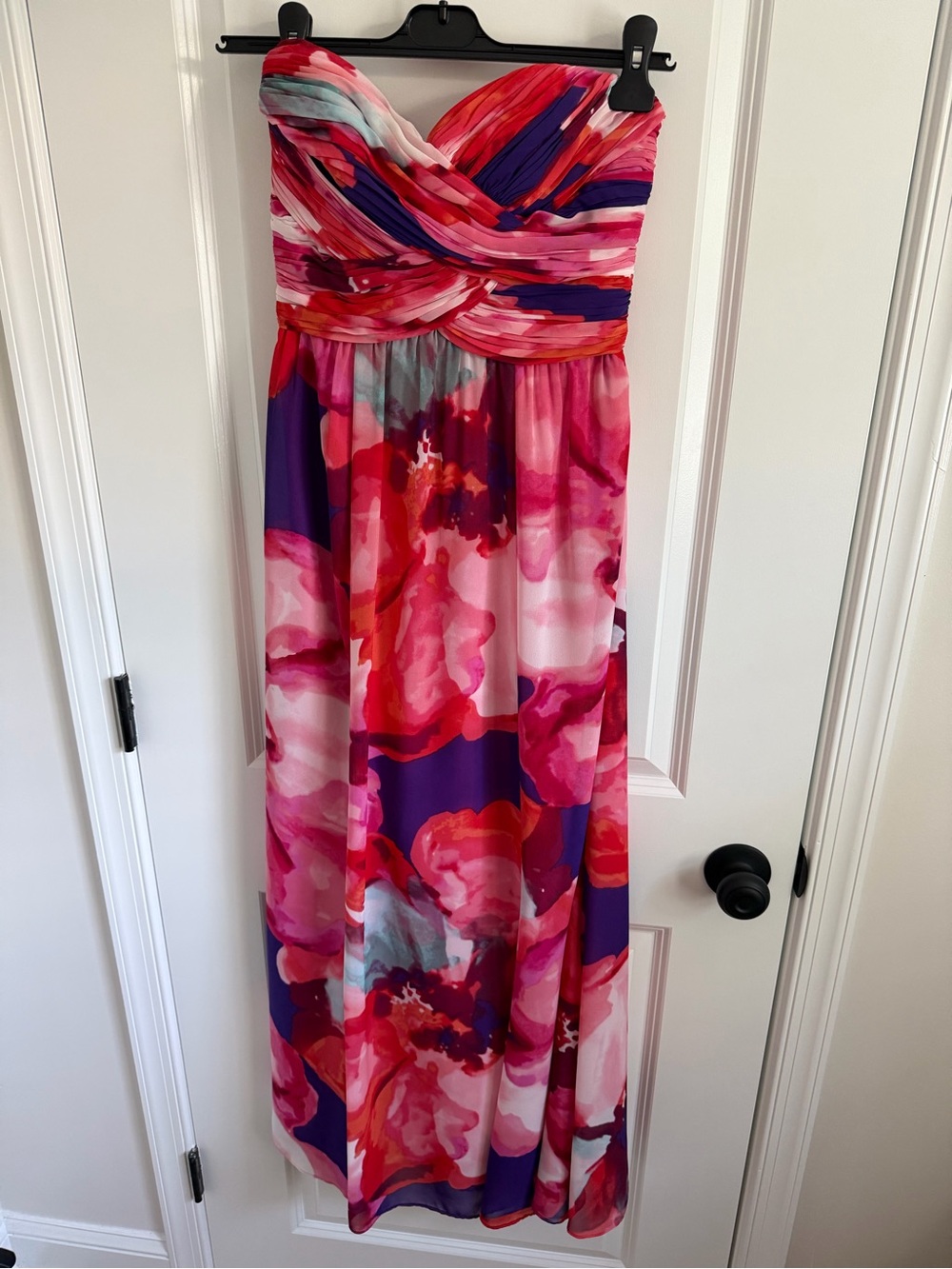 Ralph Lauren evening Strapless Floral Maxi Dress in Pink & Purple